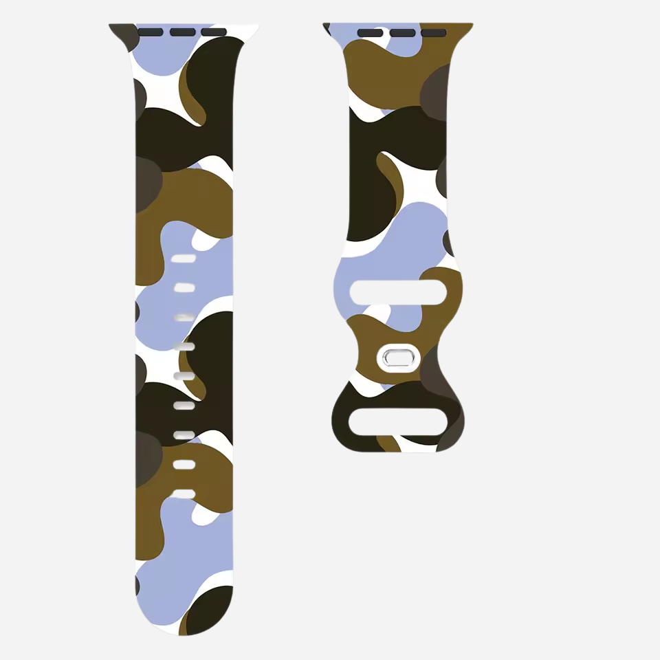 Apple Watch Camouflage Silikonarmband – digitaler Tarn-Look – kompatibel mit Series 3–10, SE, Ultra, Ultra 2 – Größen 38–49 mm