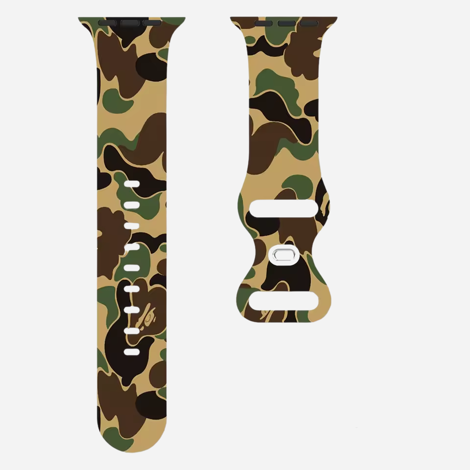 Apple Watch Camouflage Silikonarmband – digitaler Tarn-Look – kompatibel mit Series 3–10, SE, Ultra, Ultra 2 – Größen 38–49 mm
