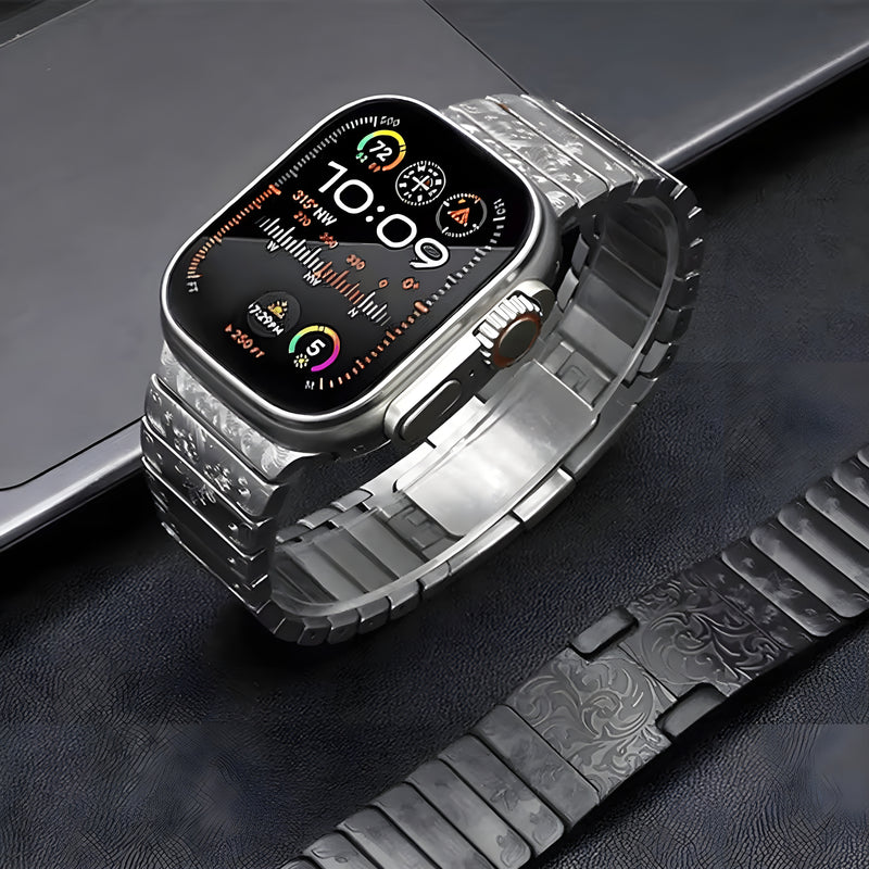 SteelCrest™ – Luxus Edelstahl-Armband mit Gravur für Apple Watch (Ultra 2, Series 4–9, SE) – zweite Ansicht