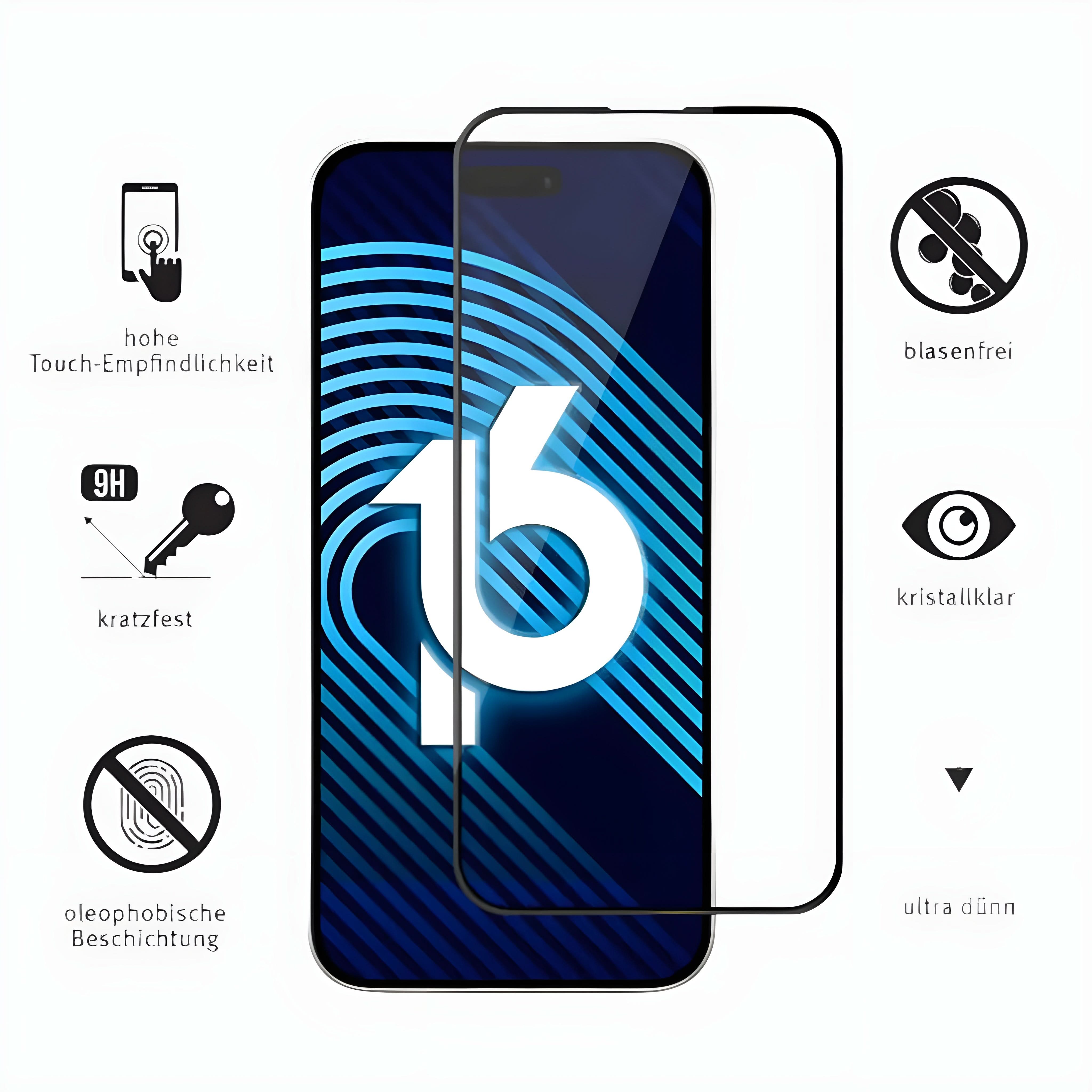 bandkult iPhone 16 Displayschutz GLAS - hüllenfreundlich bandkult