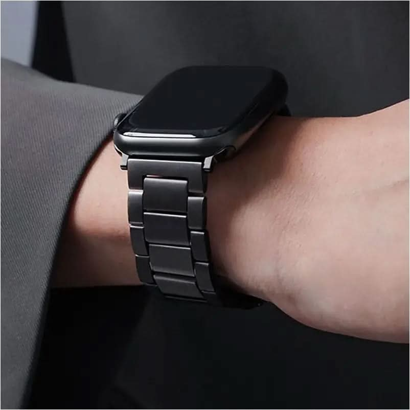 MillesTECband Sydney Titan Apple Watch Armband Faltschließe - 49/46/45/44 mm - Schwarz MillesTEC