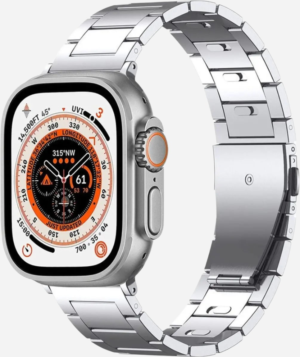 MillesTECband Sydney Titan Apple Watch Armband Faltschließe - 49/46/45/44 mm - Schwarz MillesTEC