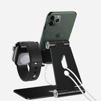 bandkult Aluminum Ständer für iPhone und Apple Watch - Schwarz – zweite Ansicht