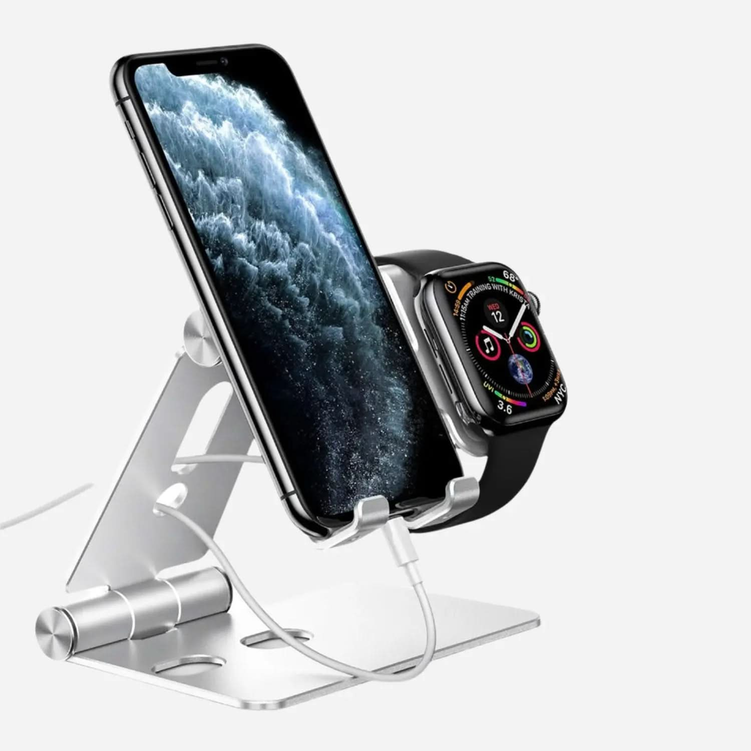 MillesTECband Aluminum Ständer für iPhone und Apple Watch - Silber - MillesTEC