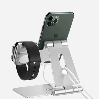bandkult Aluminum Ständer für iPhone und Apple Watch - Silber – zweite Ansicht