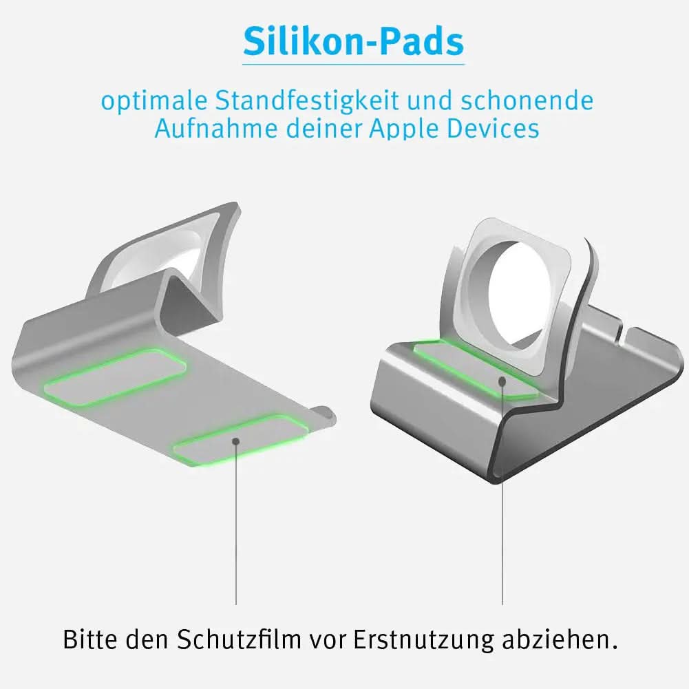 MillesTECband Apple Watch Ladestation aus Aluminium - Silber - MillesTEC