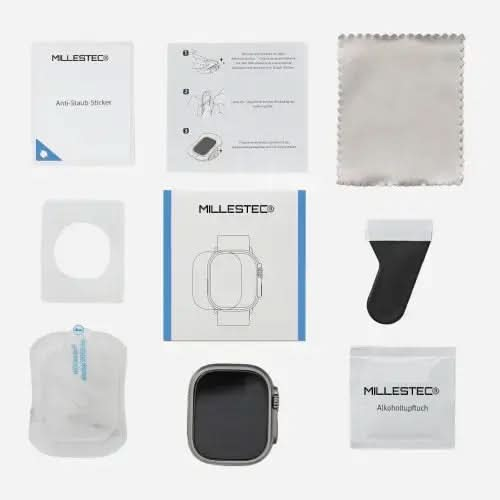 CRYSTAL CLEAR Displayschutz Apple Watch Ultra Schutzfolie GLAS für Apple Watch Ultra 49 mm - 2er Set MillesTEC