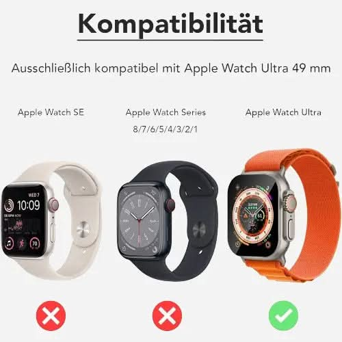 MilesTEC ADVENTURE Displayschutz Glas für Apple Watch Ultra 49 mm - 2er Set - MillesTEC