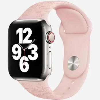 Apple Watch Armband Pastellrosa – Sport Flowers Silikonband mit Drückerschließe | bandkult®