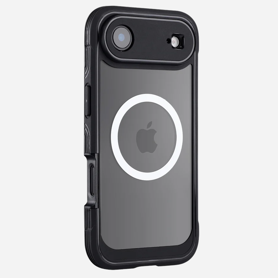 iPhone 17 Air Defender Case – transparente Rückseite mit MagSafe-Ring, robuste Kamerainsel, erhöhte Kanten