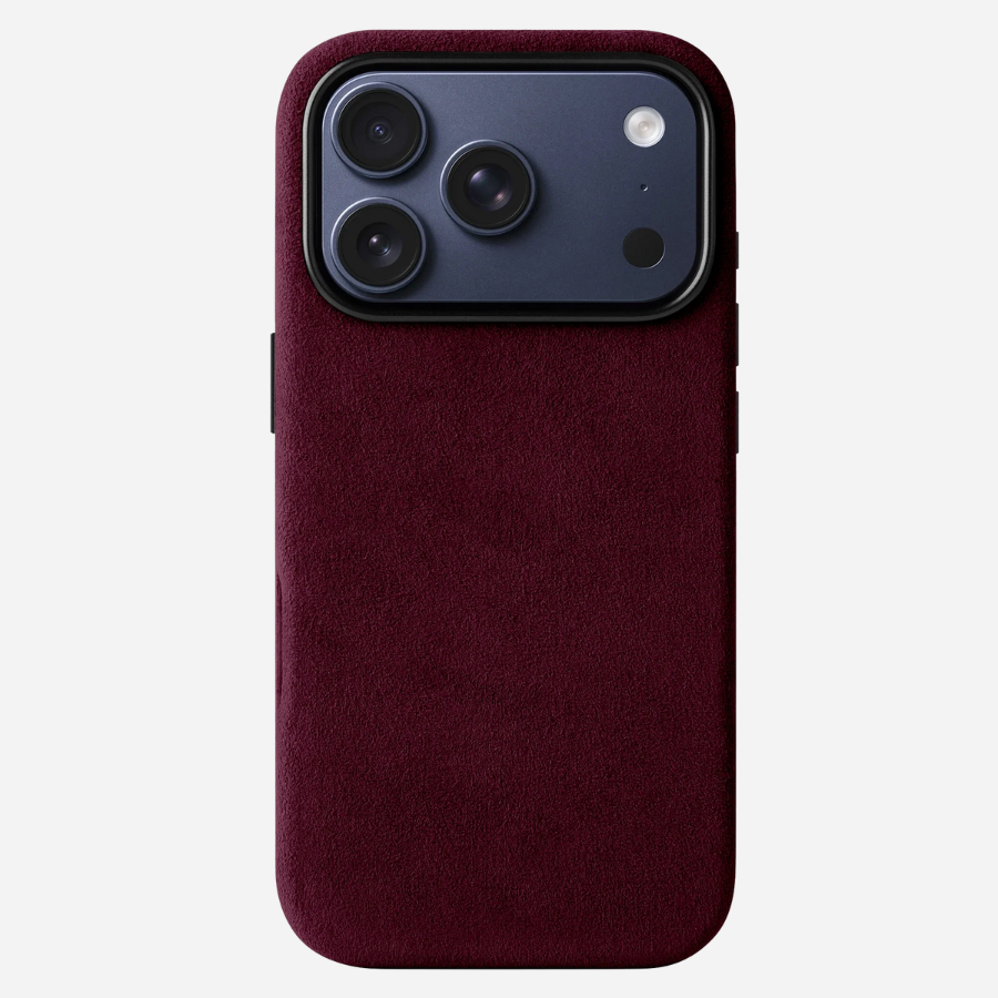 Edle iPhone 17 Pro Alcantara® Hülle – Bordeauxrot, samtige