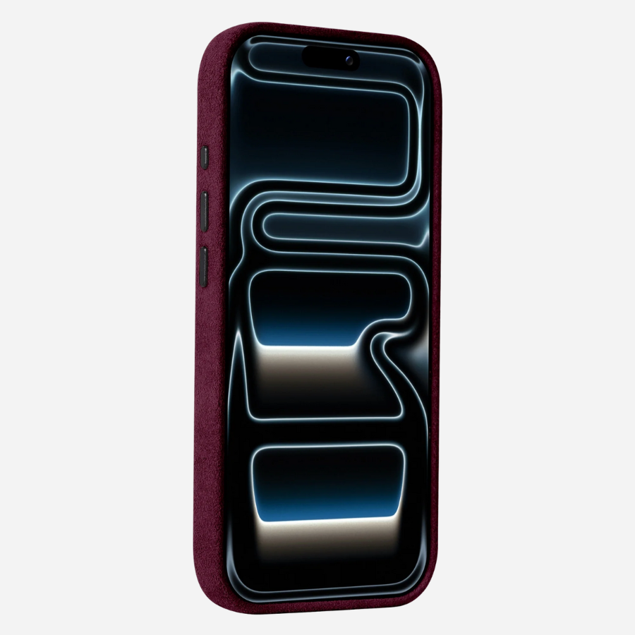 iPhone 17 Pro Hülle aus Alcantara® in Bordeaux – Luxus Hardcase Made in Italy