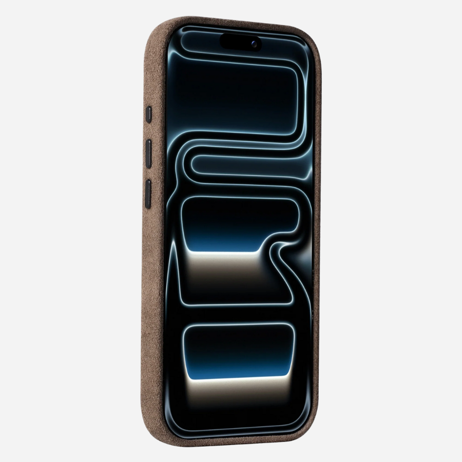 iPhone 17 Pro Alcantara® Hülle in Braun – robustes Premium Hardcase