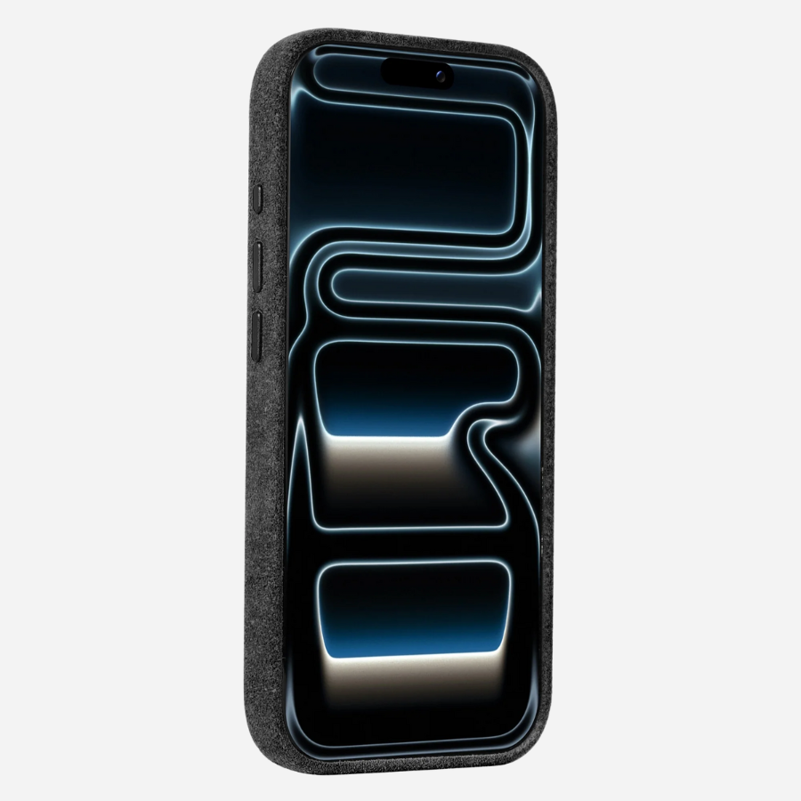 iPhone 17 Pro Alcantara® Hülle in Schwarz – elegantes Hardcase Made in Italy