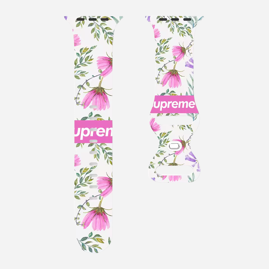 Apple Watch Armband mit buntem Blumenmuster – Silikon – kompatibel mit Series 3–10, SE, Ultra, Ultra 2 – Größen 38–49 mm

