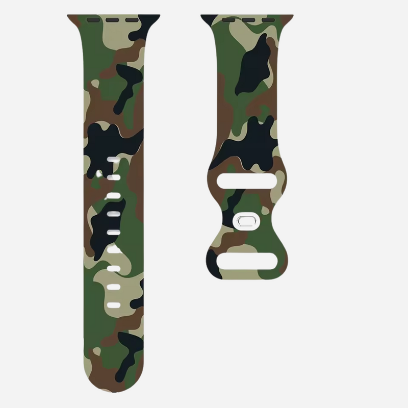 Apple Watch Armband – Camouflage Silikon – 38–49 mm – Für Series 3–10, SE, Ultra & Ultra 2