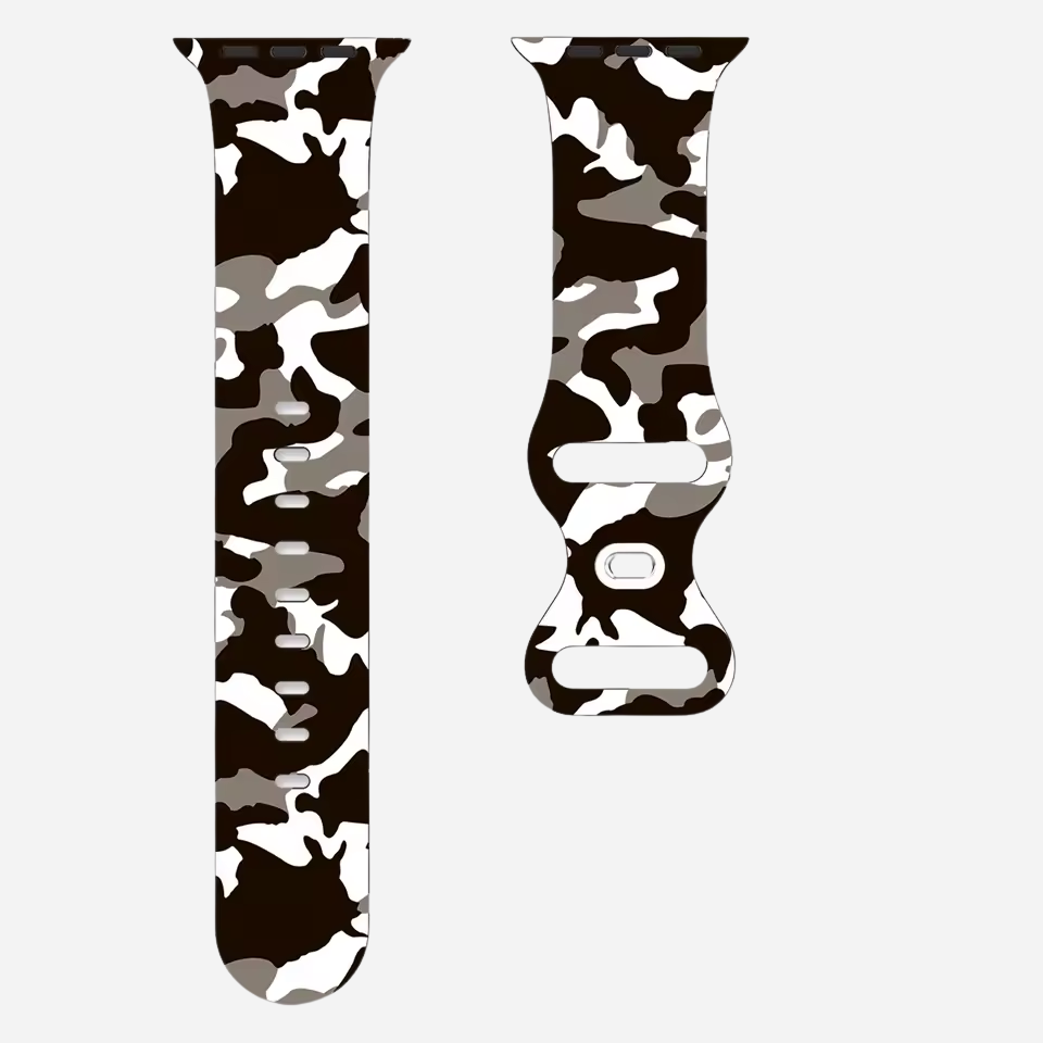 Apple Watch Camouflage Silikonarmband – digitaler Tarn-Look – kompatibel mit Series 3–10, SE, Ultra, Ultra 2 – Größen 38–49 mm