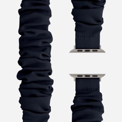 Apple Watch Scrunchie Armband „Velora“ in Dark Blue (dunkles Marineblau), elastisch im Scrunchie-Design