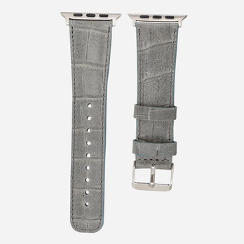 Premium Lederarmband für Apple Watch – Grau Krokodilleder Optik – Kompatibel mit Series 1–10, SE & Ultra / Ultra 2 (38–49 mm) – von bandkult