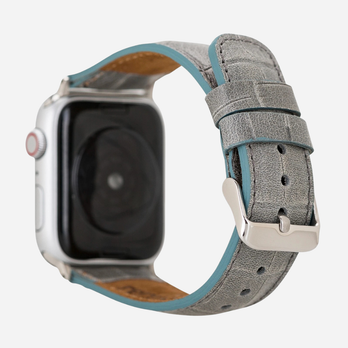 Premium Lederarmband für Apple Watch – Grau Krokodilleder Optik – Kompatibel mit Series 1–10, SE & Ultra / Ultra 2 (38–49 mm) – von bandkult – zweite Ansicht