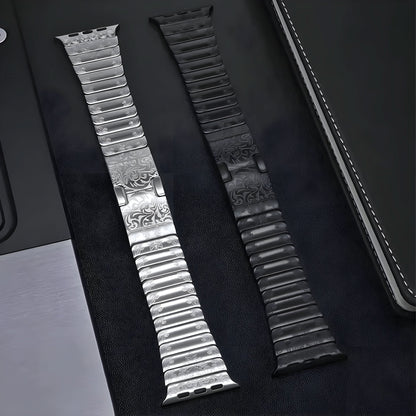 SteelCrest™ – Luxus Edelstahl-Armband mit Gravur für Apple Watch (Ultra 2, Series 4–9, SE)