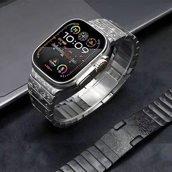 SteelCrest™ – Luxus Edelstahl-Armband mit Gravur für Apple Watch (Ultra 2, Series 4–9, SE) – zweite Ansicht