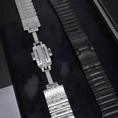 SteelCrest™ – Luxus Edelstahl-Armband mit Gravur für Apple Watch (Ultra 2, Series 4–9, SE)