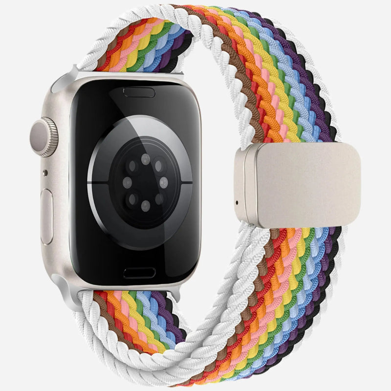 bandkult Geflochtenes Apple Watch Armband "Casual" Rainbow Edition – zweite Ansicht