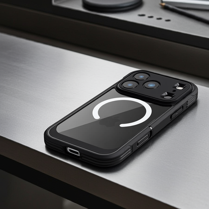 iPhone 17 Pro Max Defender Case – Rückansicht liegend auf dem Tisch