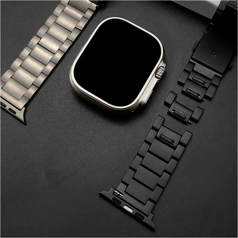 bandkult Sydney Titan Apple Watch Armband Faltschließe - 49/46/45/44 mm - Schwarz – zweite Ansicht