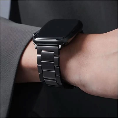 MillesTECband Sydney Titan Apple Watch Armband Faltschließe - 49/46/45/44 mm - Schwarz MillesTEC