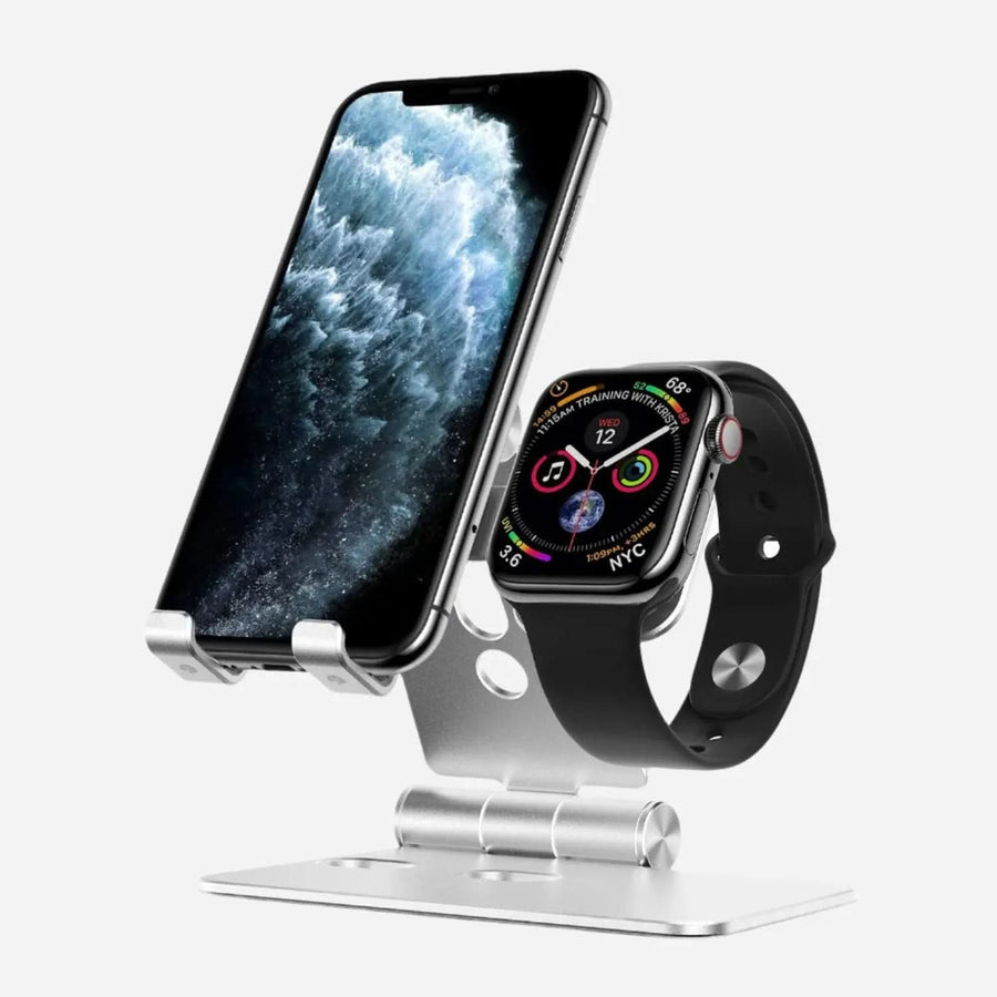 MillesTECband Aluminum Ständer für iPhone und Apple Watch - Silber - MillesTEC