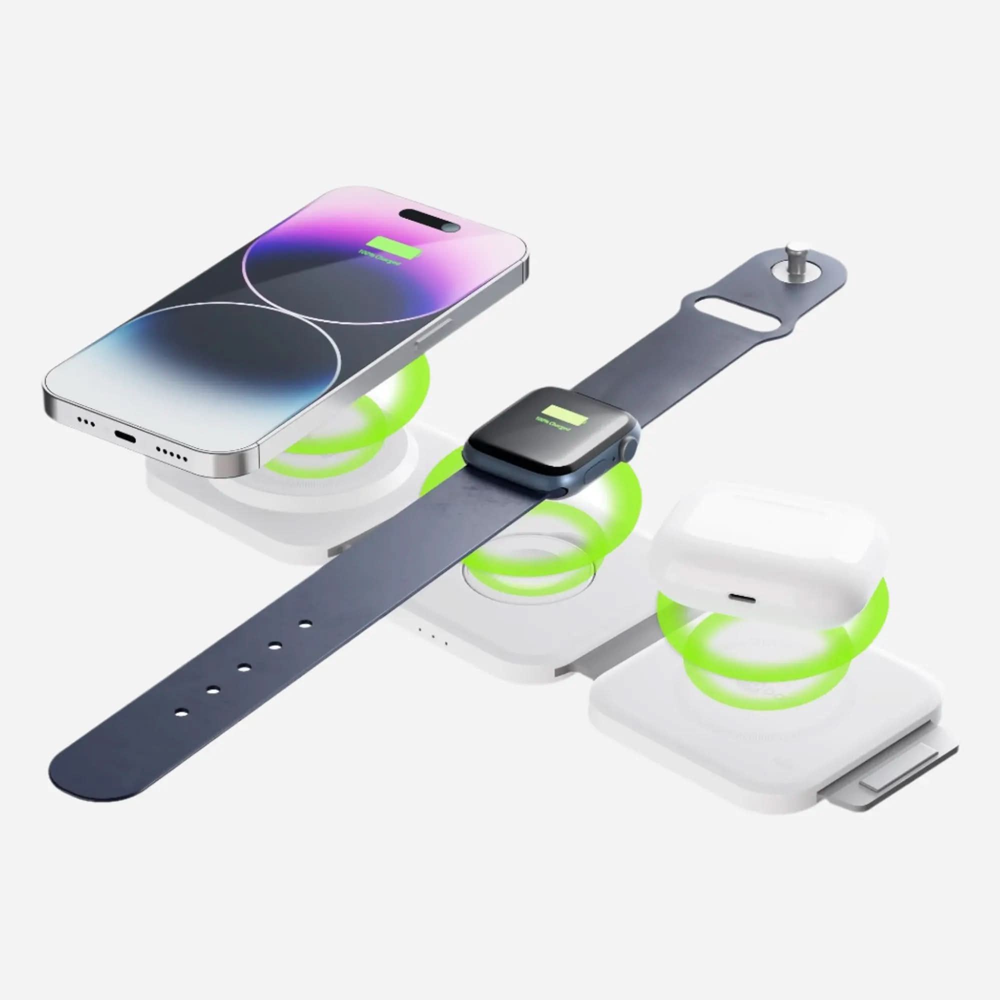 Kabelloses 3in1 Ladegerät für iPhone, Apple Watch und AirPods - MillesTEC