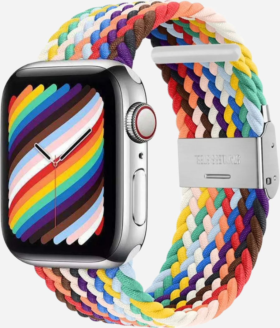 MillesTECband Braided Nylon Apple Watch Armband Klappschließe - 49/46/45/44 mm - Rainbow MillesTEC