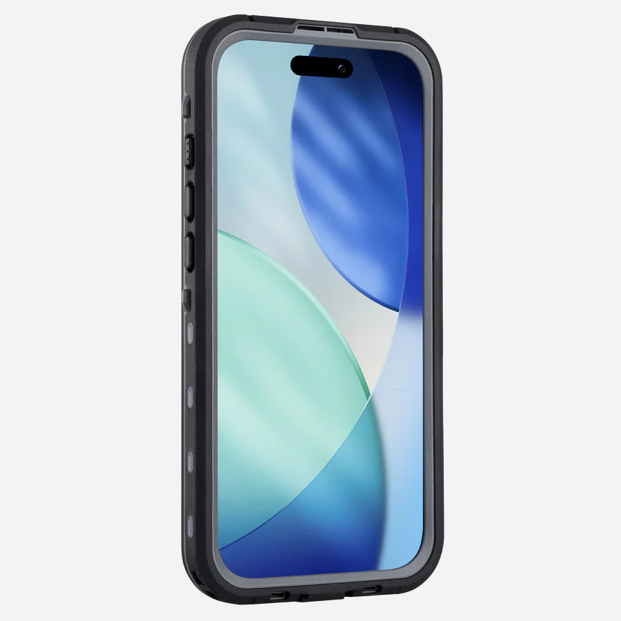 Frontansicht Actioncase für iPhone 17 Air – erhöhte Displaykante, Frontmembran, stoßdämpfender Rahmen (IP68)