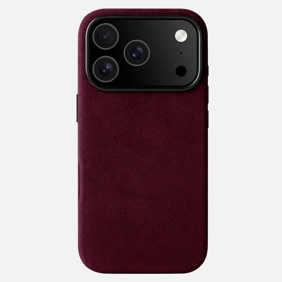 Edle iPhone 17 Pro Max Alcantara® Hülle – Bordeauxrot, samtige Oberfläche