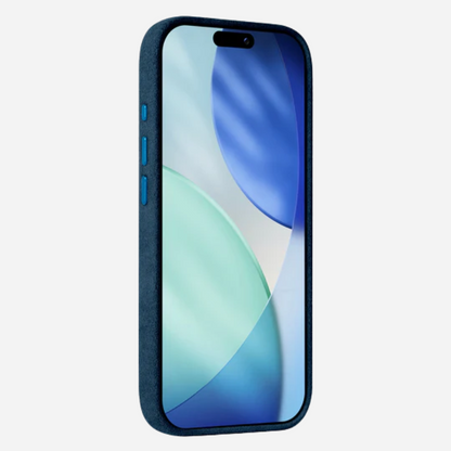 iPhone 17 Pro Max Alcantara® Hülle in Blau – Premium Hardcase Made in Italy