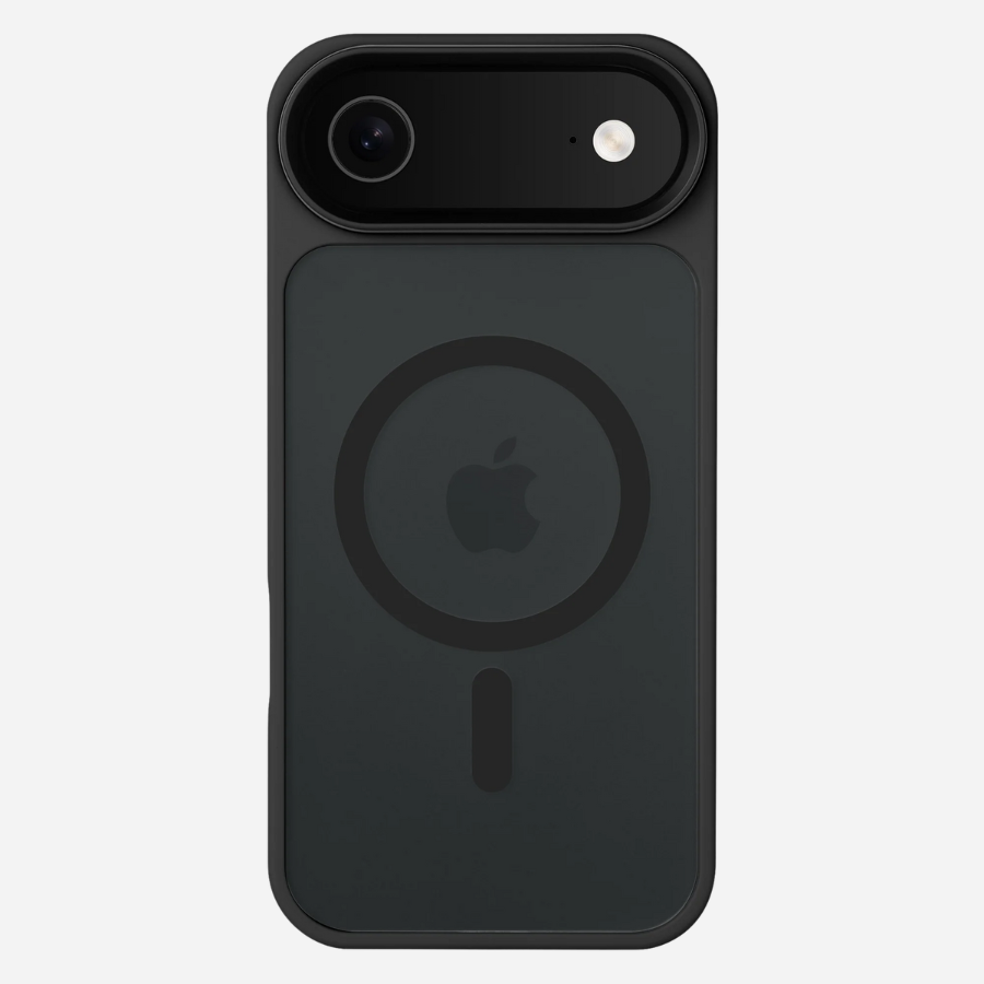 Bandkult iPhone Air Hülle Schwarz – Rückansicht; dunkler PC-Rücken mit MagSafe-Ring und verstärkter Kameraleiste.